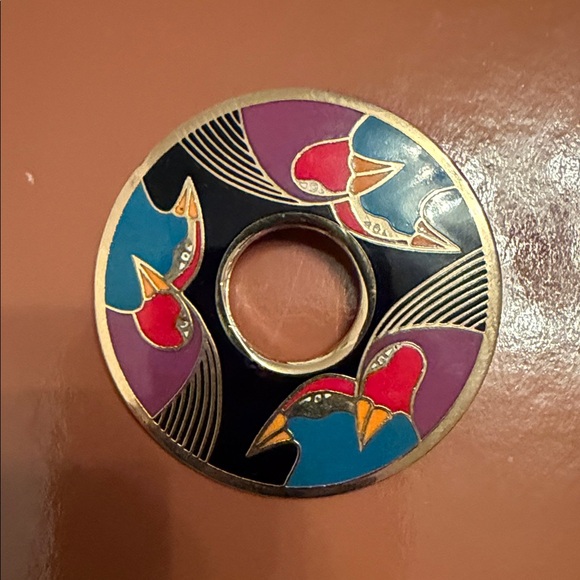 Vtg Laurel Burch Enamel Bird of Santorini Pin - Picture 2 of 5